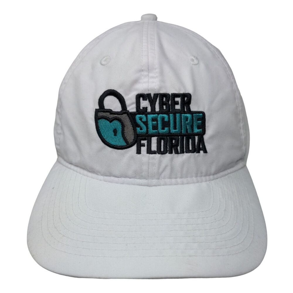 Cyber Secure Florida Strapback Hat White One Size Embroidered Trimark